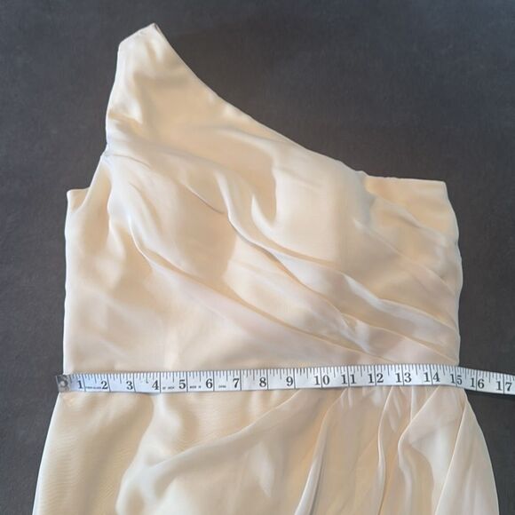 Women’s One Shoulder Chiffon Bridesmaid Formal Dress CorsetBack LegSlit Size 10 - Picture 10 of 12